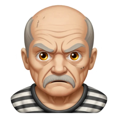 angry tattooed old male prisoner with prison cell bg sticker