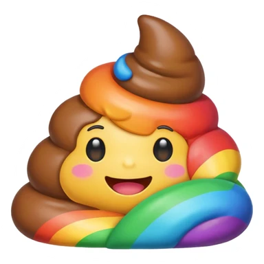blue rainbow colors kawaii poop sticker