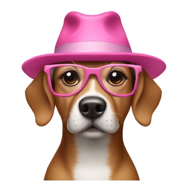 A dog in a hat and pink glasses sticker