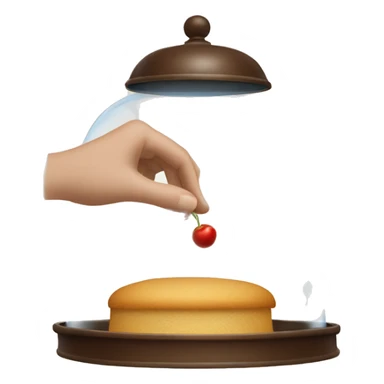 one hand with tray and the other opening the cloche sticker