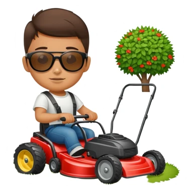 Mexican kid wearing sunglasses with lawnmower sticker
