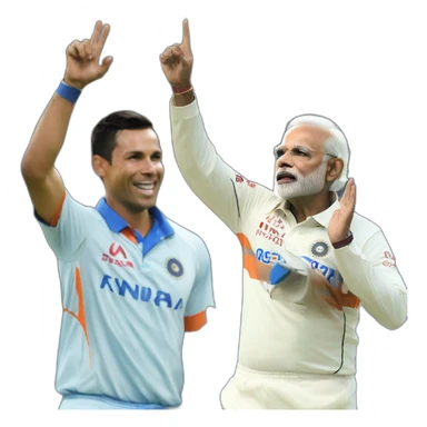narendra modi in blue indian cricket team jersey doing cristiano ronaldo's celebration 'siuuu' sticker