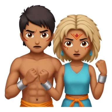 brother and sister fighting modern culture naughty  - indian skin and hairstyle sticker
