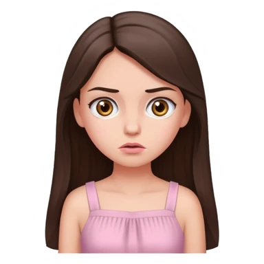 annoyed long brunette hair girl with hazel eyes wearing light pink dress sticker