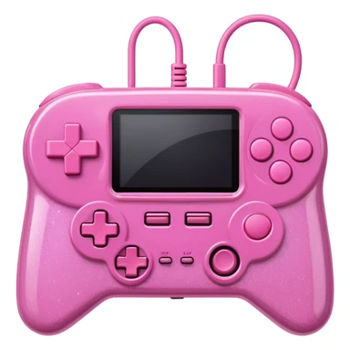 glittery pink 90s retro game console with pink corded controller sticker