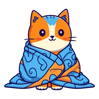 Blue bird with a cat blanket sticker