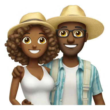 happy couple on vacation sticker