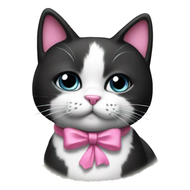 Black and white cat with a pink bow necklace sticker