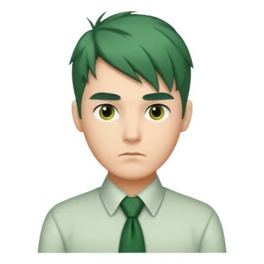 Man with Green Ponytail – dark-green tied hair, calm serious face. sticker