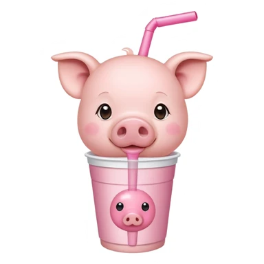 Pig with a pink bow drinking boba sticker