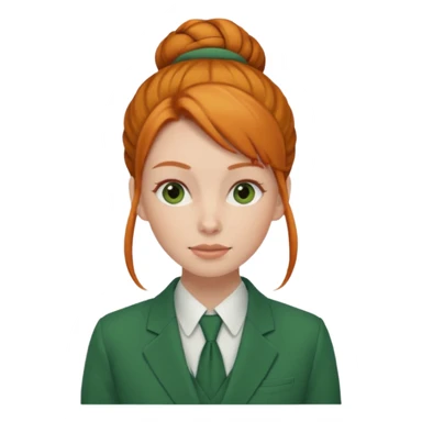 ginger woman with bun hair with green suit  sticker