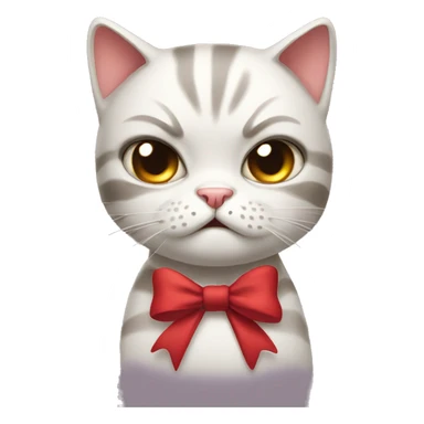 angry girl cat with bow sticker