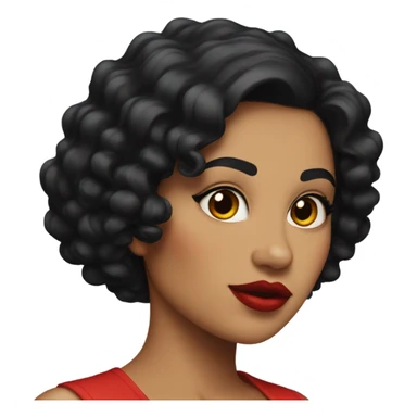 Big chest, Latina woman with short curly black hair and big red lips sticker
