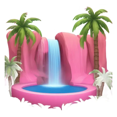 Pink pool with rainbow palm trees and a waterfall realistic and detailed   sticker