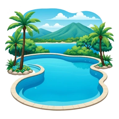piscina con paisaje sticker