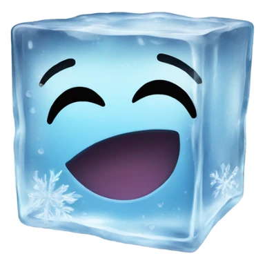 emoji smiley face frozen in an ice cube sticker