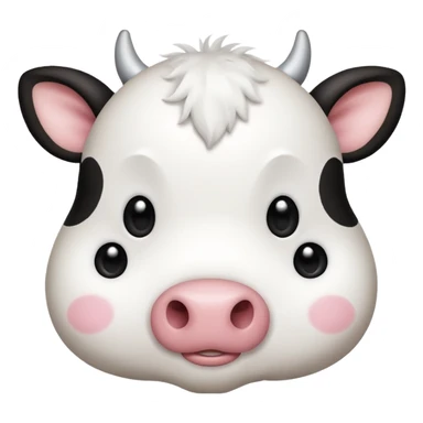 simple kawaii cow face, very simple dot eyes, big pupils sticker