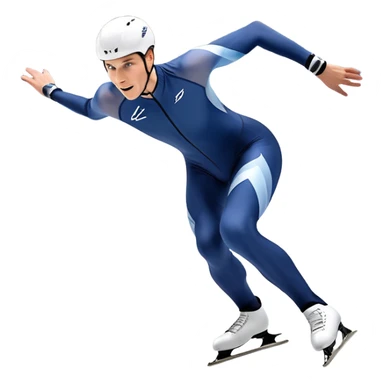 An icon showing a speed skater gliding at full speed on a polished ice rink, leaning into a sharp turn. The background features cheering crowds, icy curves, and distant snow-covered mountains. Transparent background highlights the precision, power, and grace of speed skating. sticker