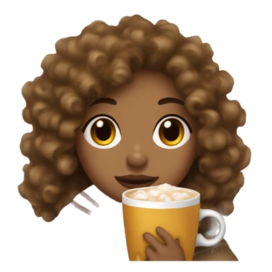 Curly hair girl with honey skin rapped in a blanket drinking a cup of hot cocoa  sticker