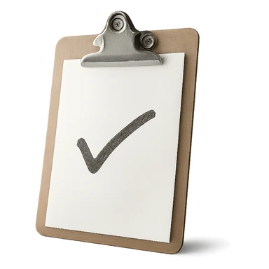 Make the background transparent, keep the realistic clipboard with a single checkmark unchanged. sticker