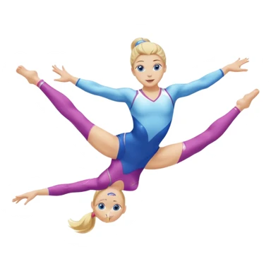 girl gymnast with blonde hair and blue eyes, performing a split leap sticker