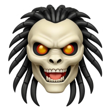 smiling bone predator from movie predator with rasta black hair sticker