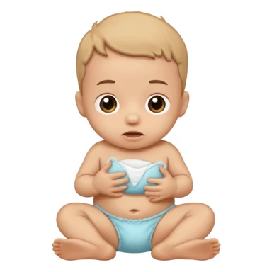 Newborn baby with a full of poop diaper sticker