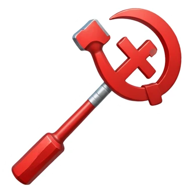 icon hammer and sickle with a red cross over it sticker