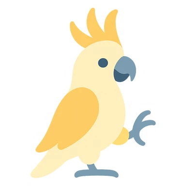 cockatoo with raised foot, playful stance, color icon style sticker