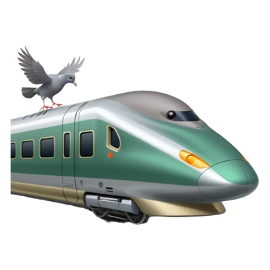 Shinkansen green and pigeon is standing on the platform sticker