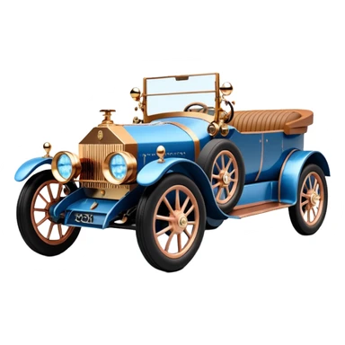  tarnished blue led lights C-3PO ghost buster’s 1927 delicately inlaid rose gold wood barrel accents Model-T x Rolls Royce efficiently powered by futuristic electric motors and dynamos with wide racing wheels that are strong agile advanced suspension and steering sticker