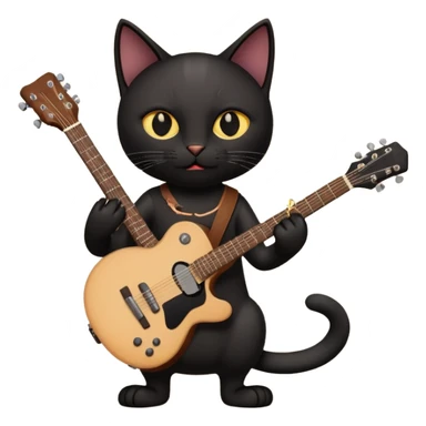 A black cat having a guitar and rocking out sticker