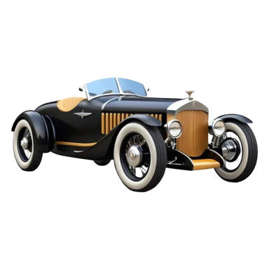 Batgirl’s black Bare bones chopped streamlined sporty roadster (stripped down) hot street rodded engine sports car 1932 Rolls Royce Woody futuristic electric spaceship motors and lightning dynamos with wide racing wheels that are held strong by advanced suspension and steering sticker