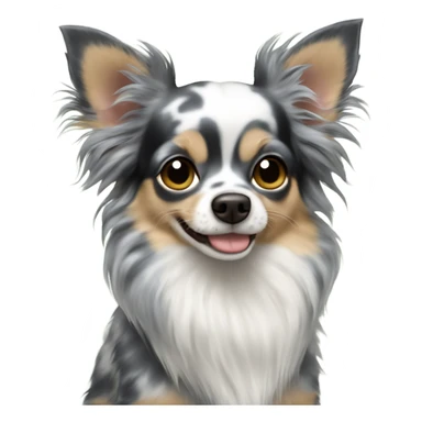Blue merle chihuahua long hair drinking Starbucks  sticker