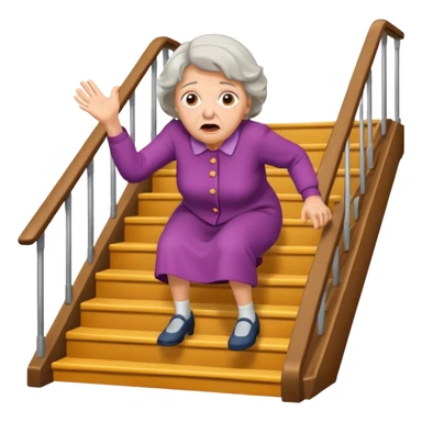 Make a emoji of a grandma falling down the stairs. sticker