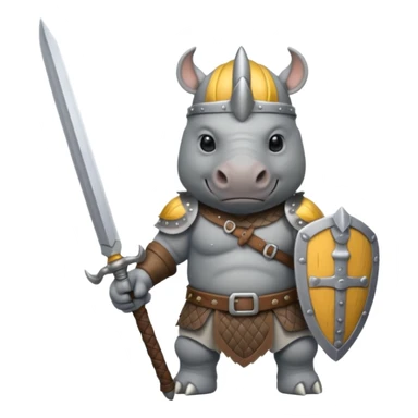 rhino with viking helmet and sword sticker