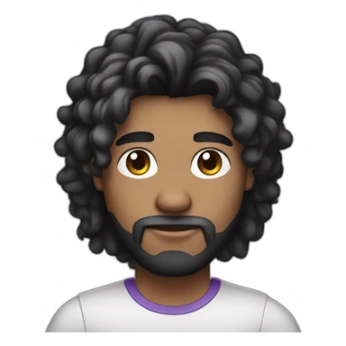 man working on his macbook laptop white skin black hair with purple highlights in hairlooking down sticker