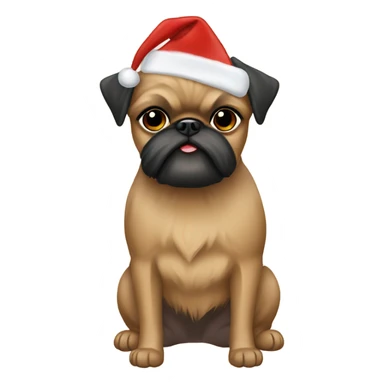 Tan brussels Griffon Christmas hat  sticker