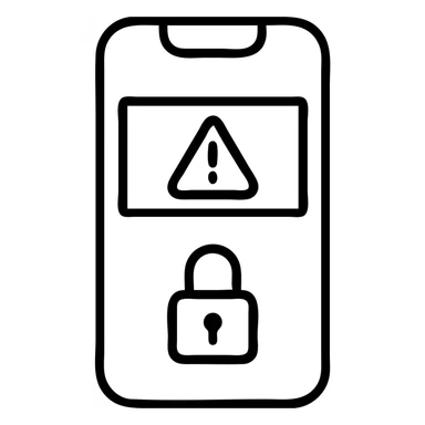 Smartphone lock screen with alert banner and small face ID camera window sticker