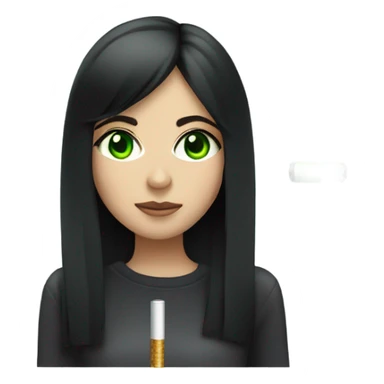 girl with straight black hair and green eyes with electric cigarette sticker