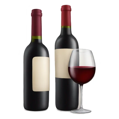 Bottle of red wine with a wine glass sticker