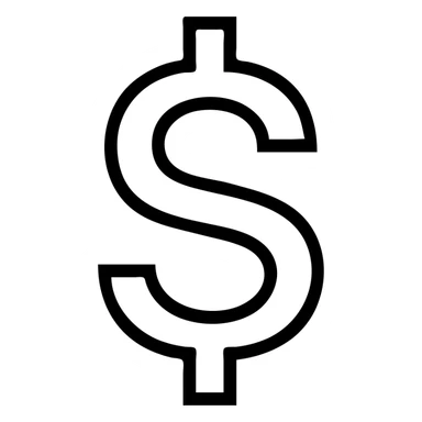 minimalist outline icon of a dollar sign, finance theme sticker