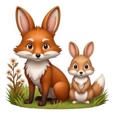fox and rabbit sticker