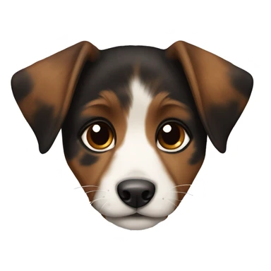 A black and brown tortoiseshell puppy without white with pointy ears sticker