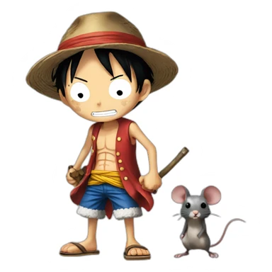 luffy from one piece hunting a rat sticker