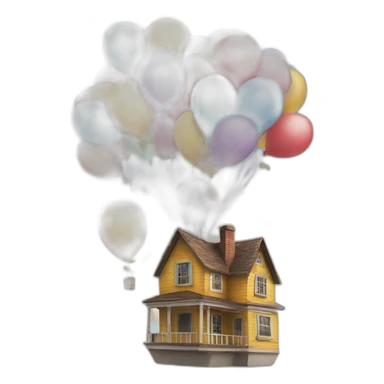 Up house flying with balloons with clouds sticker