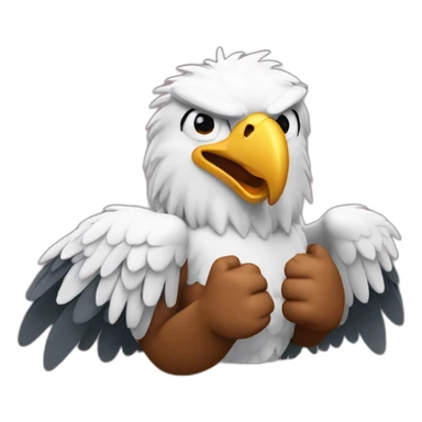 eagle with thumbs up and big smile and muscle pose showing the bicepts sticker