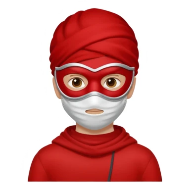 masked boy in casual red attire sticker