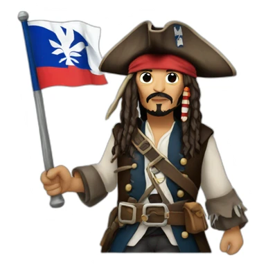 Jack Sparrow with the Quebec Flag in hand sticker