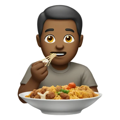 man eating chinese food sticker